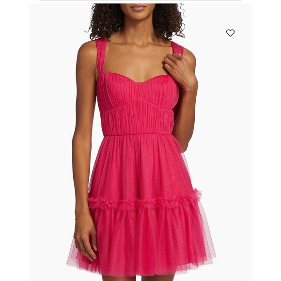 ML MONIQUE LHUILLIER  Azalea Tulle Mini Dress Size 12 Pink NEW Party Ruffle GNO - Picture 16 of 16